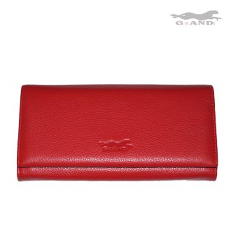 Елегантен дамски портфейл от естествена кожа в червено 5242