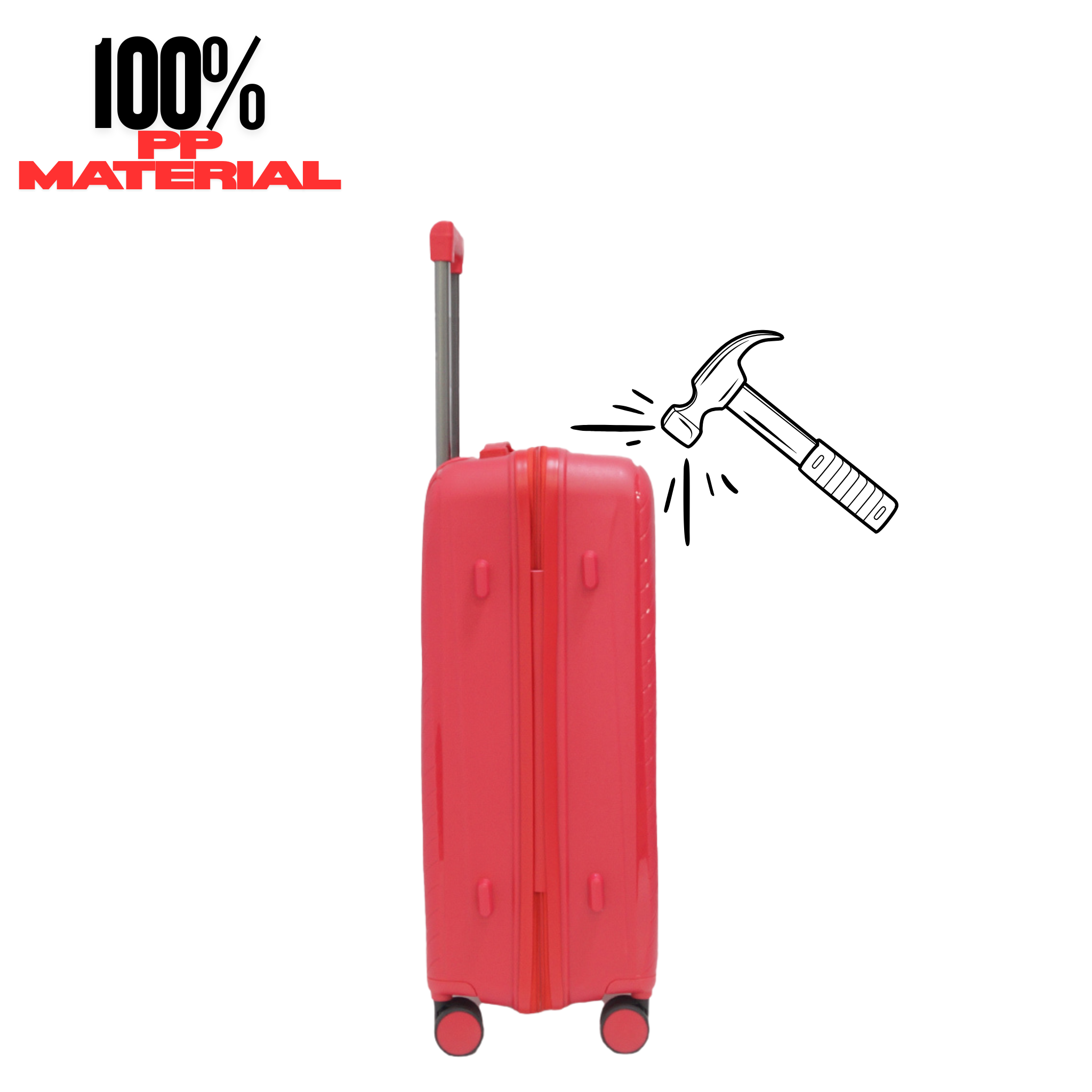 Куфар Pulse 010 от полипропилен комплект червен - Image 6