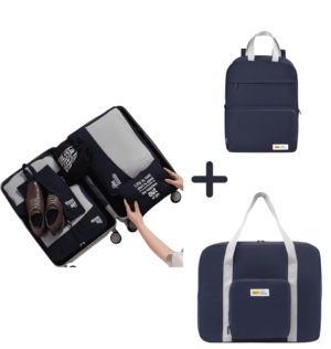 Промо пакет органайзери Delux+раница+сак в т.синьо