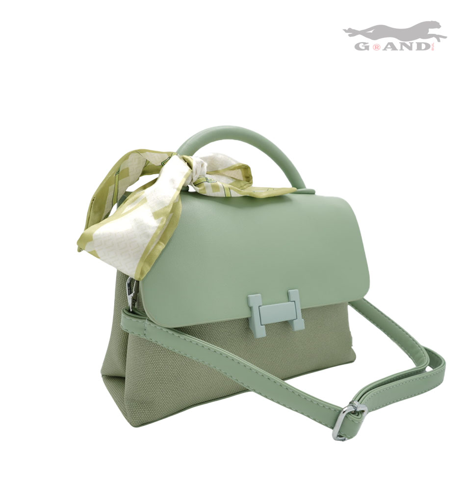 Дамска чанта Hélora – Зелена с шал - Image 3