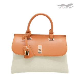 Дамска чанта Valerie - Кафяво|Бежово с катинарче