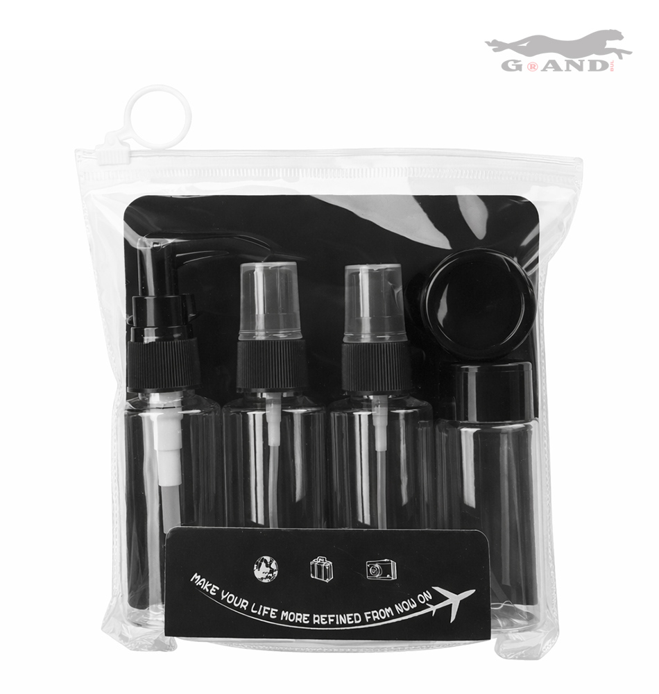 Комплект пътнически бутилки – 5 части за ръчен багаж черни