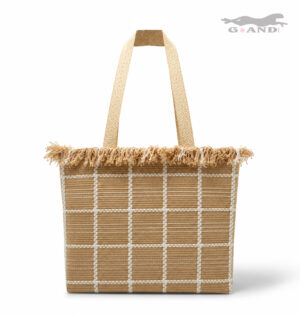 Голяма плажна чанта Riviera Fringe пясъчно бежова