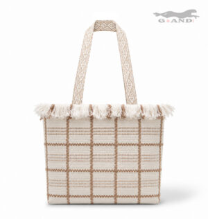 Голяма плажна чанта Riviera Fringe бяла