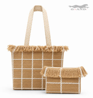 Комплект плажни чанти Riviera Fringe пясъчно бежови