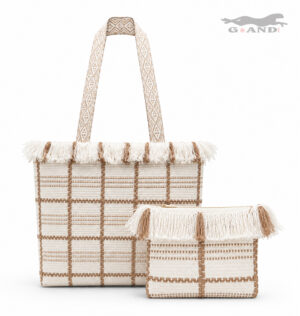 Комплект плажни чанти Riviera Fringe бели