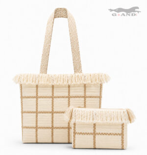 Комплект плажни чанти Riviera Fringe екрю
