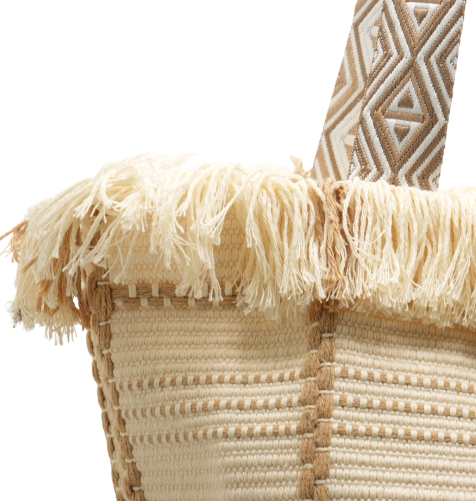 Голяма плажна чанта Riviera Fringe екрю - Image 5