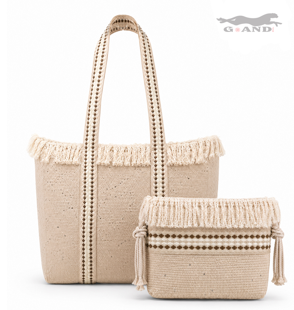 Комплект плажна чанта Ocean Sparkle екрю