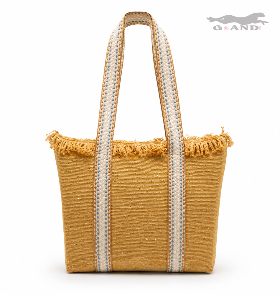 Голяма плажна чанта Ocean Sparkle пясъчно жълта