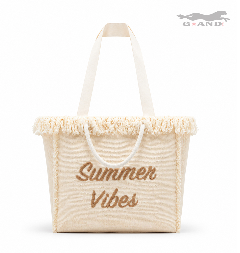 Голяма лятна чанта Summer Vibes бяла