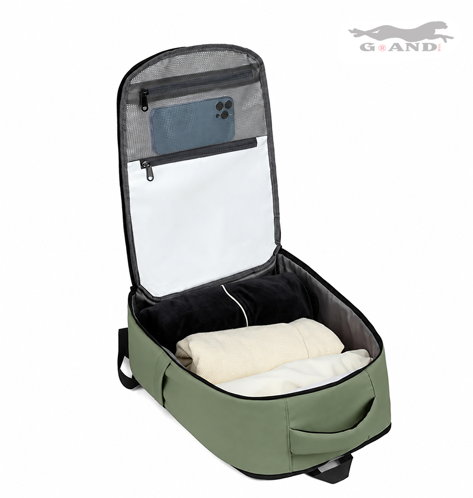 Голяма раница Grand Vectra 45x30x15–23 с органайзер – Зелена - Image 4