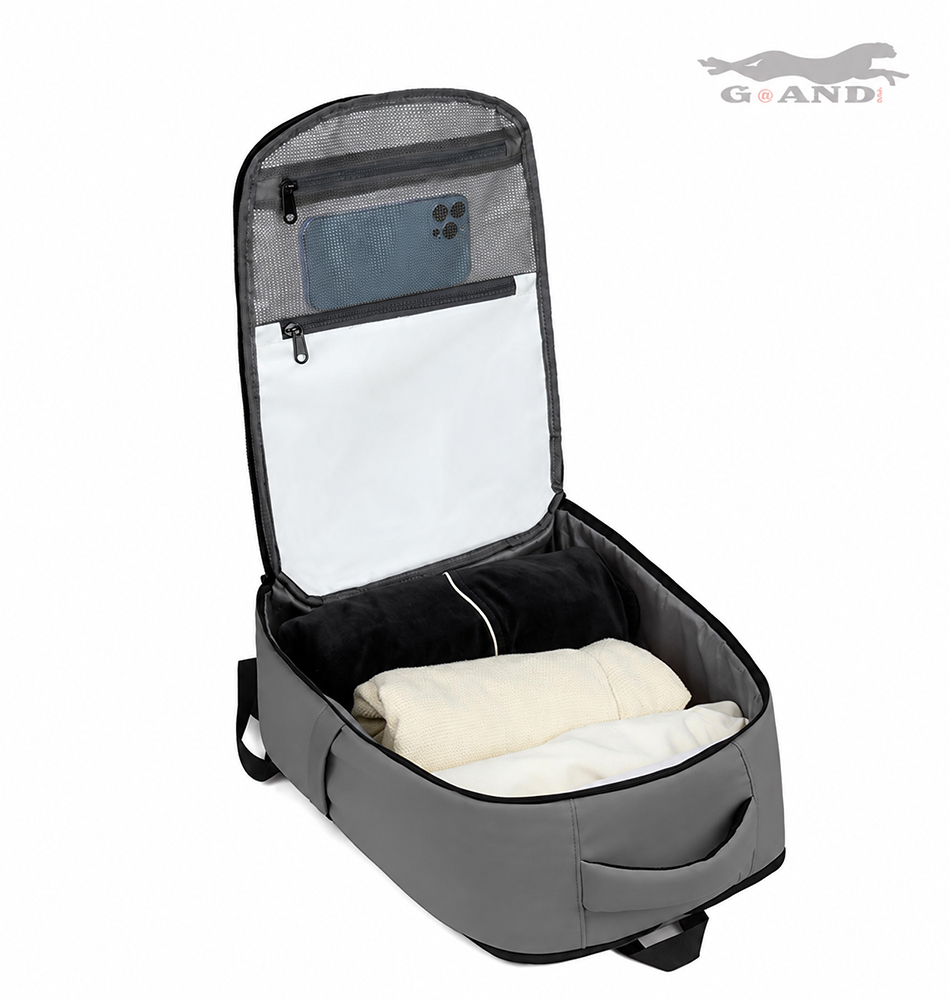 Голяма раница Grand Vectra 45x30x15–23 с органайзер – Сива - Image 4