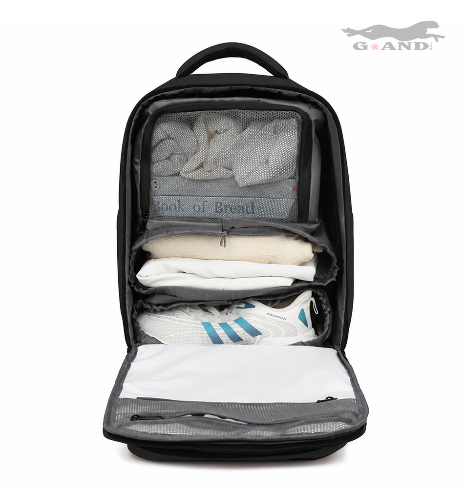 Голяма раница Grand Vectra 45x30x15–23 с органайзер – Черна - Image 2